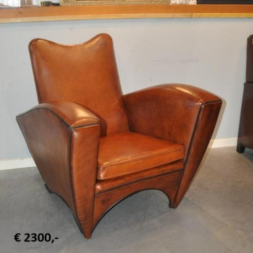 Art Deco schapenleren fauteuils, Huis en Inrichting, Fauteuils, Zo goed als nieuw, Leer, 75 tot 100 cm, Ophalen