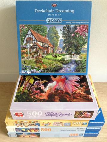 🧩5 Mooie PUZZELS van 500 st. Gibsons, Jumbo, Ravensburger.  beschikbaar voor biedingen