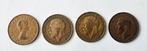 4 Britse George V van penny munten, Verzenden, Overige landen, Losse munt
