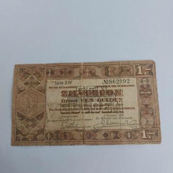 1 gulden biljet Zilverbon uit 1938. zf- beschikbaar voor biedingen