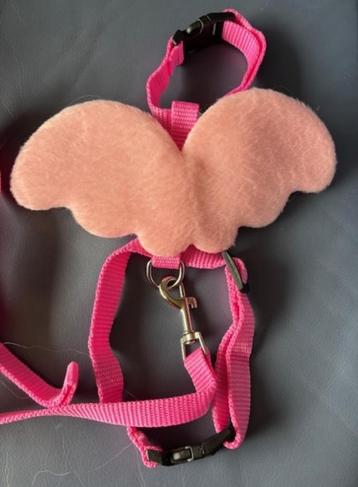 Vleugels roze hondenharnas kleine hond - 24-30cm nekomvang beschikbaar voor biedingen