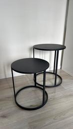 Set van 2 zwart aluminum bijzettafels, 45 tot 60 cm, Minder dan 55 cm, Metaal of Aluminium, Rond