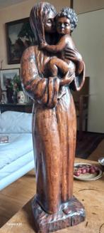 Eiken Madonna beeld rond 1930 gesigneerd., Antiek en Kunst, Antiek | Religie, Ophalen of Verzenden