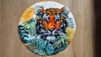 Vloerkleed, hand geknoopt, Tijger met Junglebladen, 50 tot 100 cm, Overige kleuren, Rond, Nieuw