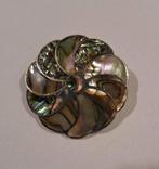 Vintage Alpaca Mexico Broche - Ø 3,5 cm, Gebruikt, Minder dan 4 cm, Ophalen of Verzenden, Zilver