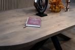 Ovale tafel zand – met metalen matrix poot - topkwaliteit, Info@inrichtingopmaat.nl, 100 tot 150 cm, Verzenden, Inrichting op maat