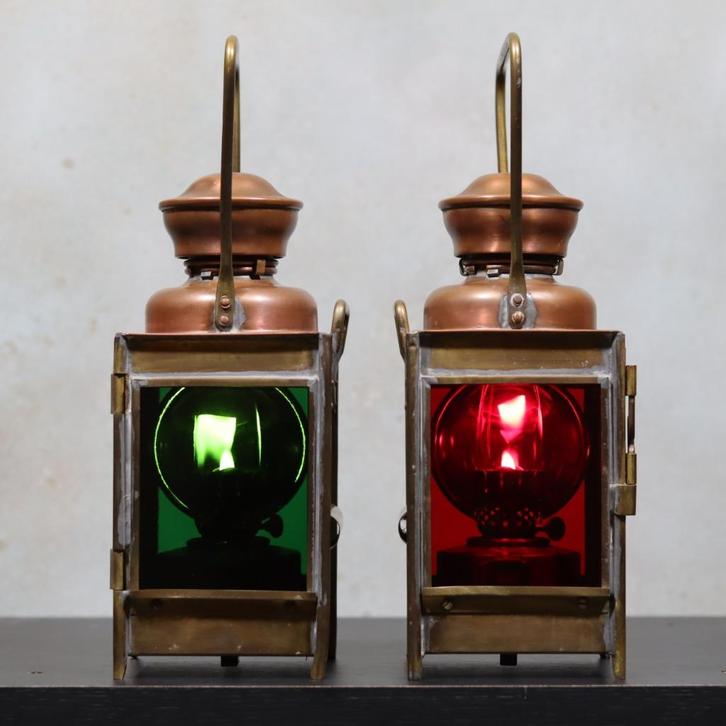 Zeldzame set van twee seinlampen van A. Butin uit Parijs, Antiek en Kunst, Antiek | Lampen, Ophalen of Verzenden