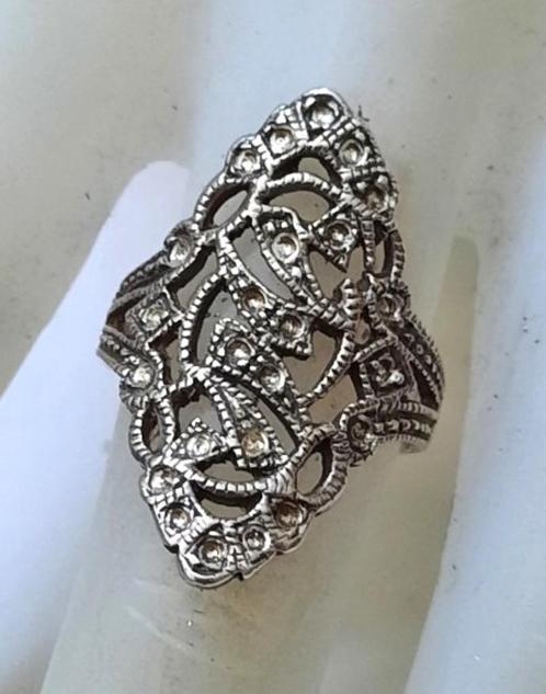 Fraaie grote opengewerkte ring 925 (6296-1388), Sieraden, Tassen en Uiterlijk, Ringen, Zo goed als nieuw, Dame, 18 tot 19, Zilver