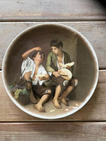Groot vintage sierbord / wandbord. Etende kinderen. Murillo. beschikbaar voor biedingen