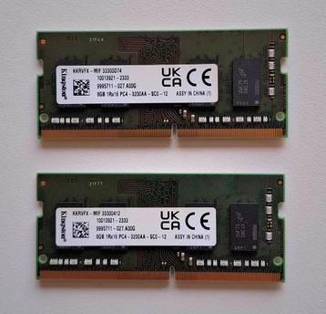 laptop geheugen Geheugen kingston 2 x 8 gb beschikbaar voor biedingen