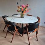 Rond Eettafel 150 cm evt. met 6 Louis van Teeffelen stoelen, Ophalen, Gebruikt, 100 tot 150 cm, Rond