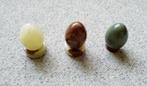 3 mooie marmeren/onyx/stenen eieren met onderzetter, Antiek en Kunst, Curiosa en Brocante, Ophalen of Verzenden
