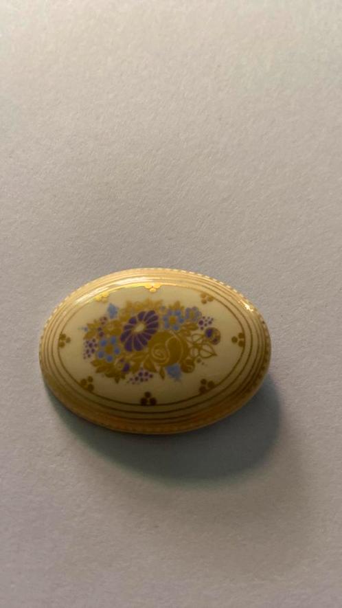 Broche Michaela Frey emaille handbeschilderd vintage, Sieraden, Tassen en Uiterlijk, Antieke sieraden, Broche, Overige materialen