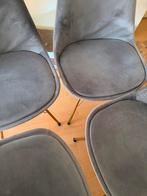 Tafelstoelen van velvet grijs, Huis en Inrichting, Stoelen, Overige materialen, Gebruikt, Ophalen of Verzenden, Grijs