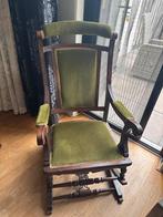 Antieke Schommelstoel Groen Fluweel 1930s Vintage Stoel, Antiek en Kunst, Antiek | Meubels | Stoelen en Banken, Ophalen of Verzenden