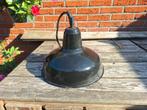 Vintage Emaille industrie fabriekslamp, Gebruikt, Vintage, Ophalen of Verzenden, Metaal