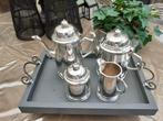 Verzilverde koffie/thee set, Ophalen, Gebruikt, Metaal