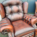 Chesterfield Springvale fauteuil bruin rood leer + BEZORGING, Huis en Inrichting, Fauteuils, Gebruikt, ., Chesterfield, Ophalen of Verzenden