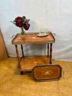 Gratis bezorging!Vintage Italiaanse serveerwageningelegdhout, Gebruikt, 50 tot 100 cm, -, Vintage old glamour italiaans