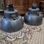 2 Industriële ronde metalen fabriekslampen hanglampen, Ophalen