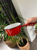 Rood rode emaille antieke vintage brocante pan steelpan, Ophalen of Verzenden