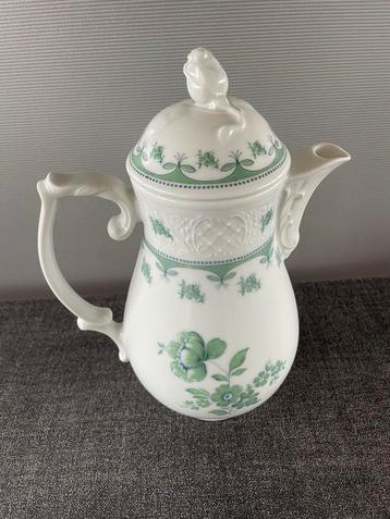 Arzberg Vintage Porseleinen Koffiekan met Groene Bloemen beschikbaar voor biedingen