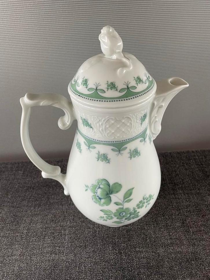Arzberg Vintage Porseleinen Koffiekan met Groene Bloemen, Huis en Inrichting, Keuken | Servies, Zo goed als nieuw, Overige typen