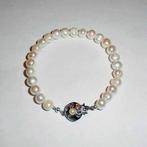 Armband Parels zoetwater zilver slotje, Sieraden, Tassen en Uiterlijk, Verzenden, Nieuw, Beige, Zilver