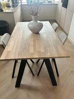 Eettafel eiken blad met zwarte poten 160 x 90, Huis en Inrichting, Tafels | Eettafels, Zo goed als nieuw, 150 tot 200 cm, Rechthoekig