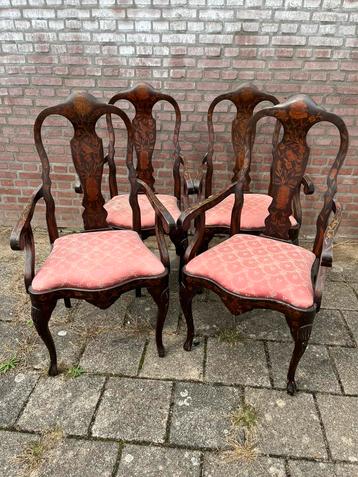 Four dining  armchairs inlaid beschikbaar voor biedingen