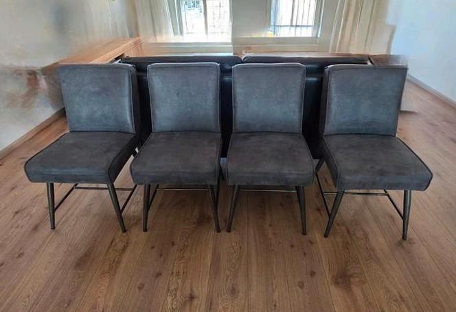4 eetkamerstoelen eetkamer stoelen stoel grijs antraciet, Huis en Inrichting, Stoelen, Vier, Stof, Grijs, Ophalen