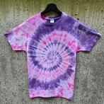 Paars - roze spiral tie dye kat patch t-shirt unisex maat S, Spiral Creaties, Nieuw, Ophalen of Verzenden, Roze