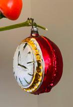 Antieke kerstbal klok - rood zilver goud wit groen, Diversen, Kerst, Ophalen, Zo goed als nieuw