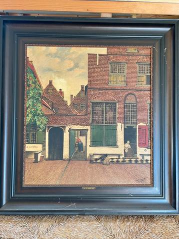 Geschilderde reproductie van Het straatje van Vermeer beschikbaar voor biedingen