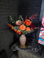 Groot boeket met vaas, Tuin en Terras, Bloembakken en Plantenbakken, Minder dan 30 cm, Rond, Ophalen of Verzenden, Zo goed als nieuw