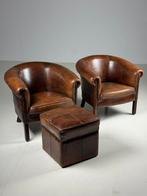 Set van 2 schapenleren clubchairs fauteuils