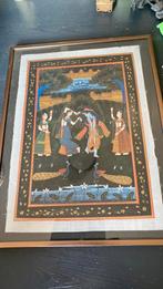 Geschilderd tafereel op zijde ingeliist INDIA, Ophalen of Verzenden