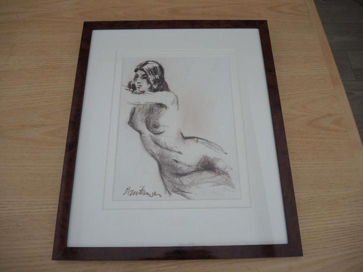 C.A.B. Bantzinger, vrouwelijk naakt, gesigneerd, Antiek en Kunst, Kunst | Tekeningen en Foto's, Ophalen of Verzenden