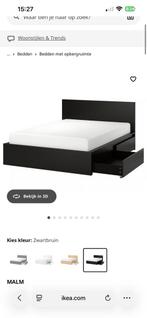 Ikea MALM bed, Ophalen, Zwart, Tweepersoons, Zo goed als nieuw