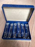 6 kristallen messenleggers origineel blauw doosje uit 1961, Antiek en Kunst, Antiek | Glas en Kristal, Ophalen of Verzenden