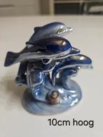 Dolfijnenbeeld - Blauw Keramiek, Ophalen of Verzenden, Zo goed als nieuw, Overige materialen, Dierenbeeld