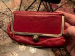 Vintage retro leren rode knip beursje make up tasje clutch, Ophalen of Verzenden, Gebruikt, Rood, Dame