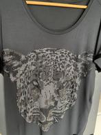 Grijze top met glitters tijgerkop mt XL, Kleding | Dames, Tops, Ophalen of Verzenden, Zo goed als nieuw, Grijs