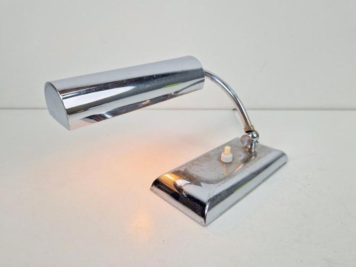 Art Deco Verchroomde Pianolamp bureaulamp 1930, Muziek en Instrumenten, Piano's, Gebruikt, Overige typen, Overige kleuren, Ophalen of Verzenden
