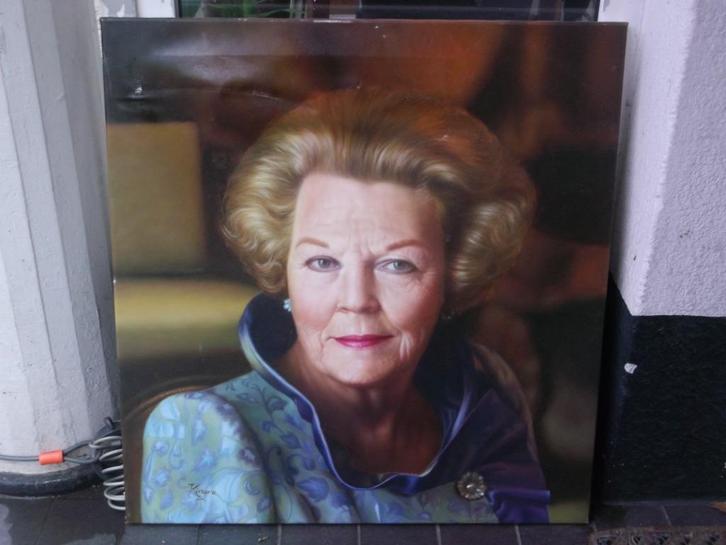 Groot portret Beatrix (90x90cm), Verzamelen, Koninklijk Huis en Royalty, Kaart, Foto of Prent, Ophalen of Verzenden