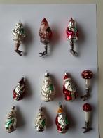 Vintage retro kerstballen kerstmannen, paddestoelen op clip., Ophalen of Verzenden, Zo goed als nieuw