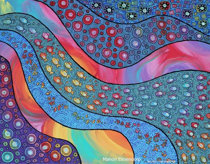 Uniek Handgeschilderd Schilderij "Ocean Life" Kunst Nieuw, Huis en Inrichting, Woonaccessoires | Schilderijen, Tekeningen en Foto's
