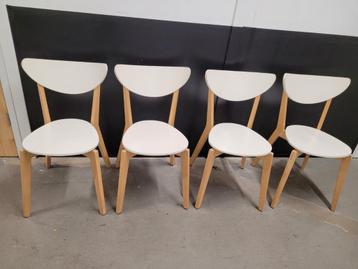 4 eetkamer stoelen, hout, wit, Ikea Nordmyra beschikbaar voor biedingen