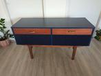 Vintage Blauw houten dressoir, Huis en Inrichting, Ophalen, 25 tot 50 cm, 100 tot 150 cm, Met lade(s)