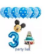 Mickey mouse 3e verjaardag ballonnen set nr M377, Ophalen of Verzenden, Nieuw, Versiering, Verjaardag